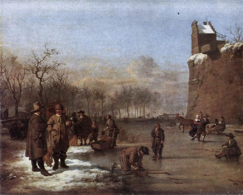 VELDE, Adriaen van de Amusement on the Ice r oil painting picture
